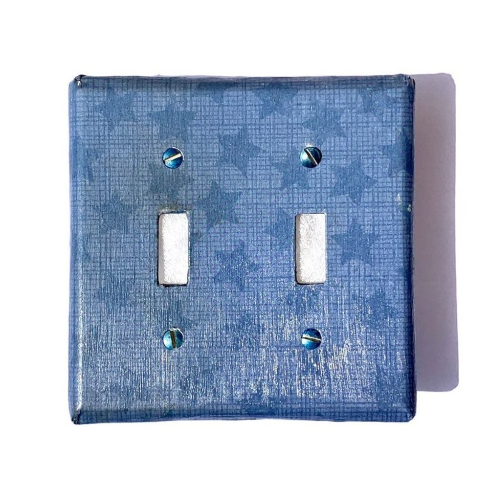 Blue Stars light switch plate double